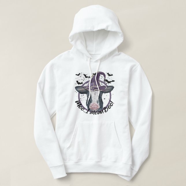 Moletom Halloween Cow Heifer Moo Quero dizer Boo Highland  (Frente do Design)