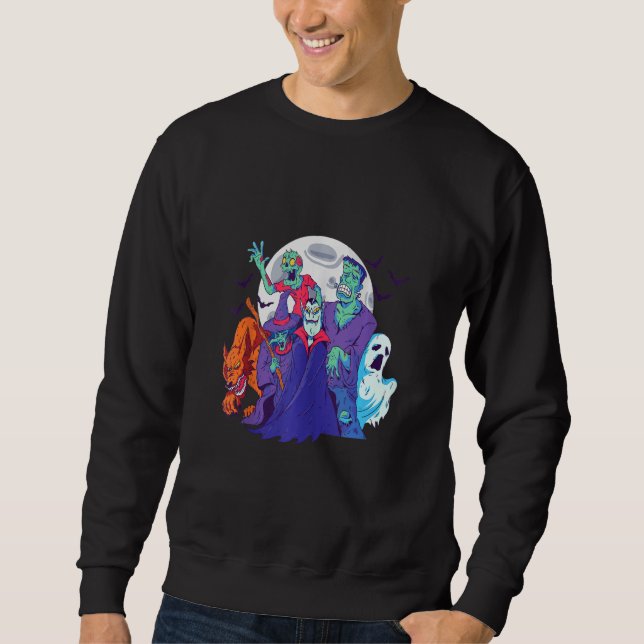 Moletom Halloween Dracula Witch Zombie Frankenstein Werewo (Frente)