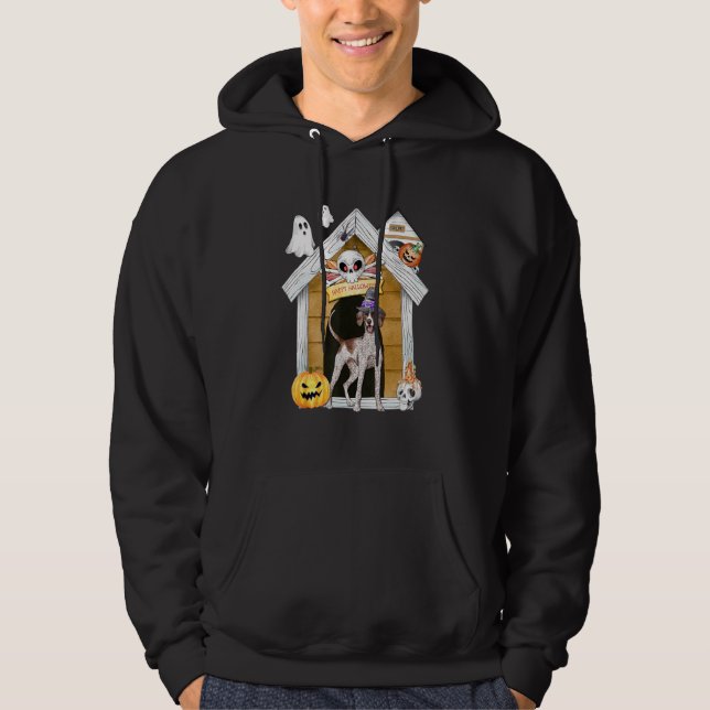 Moletom Halloween English Pointer Dog Witch Haunted House (Frente)