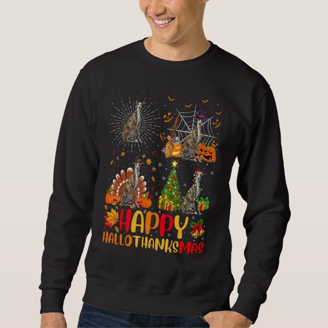 Moletom Halloween Natal  Greyhound Cão Hallothanksmas (Frente)