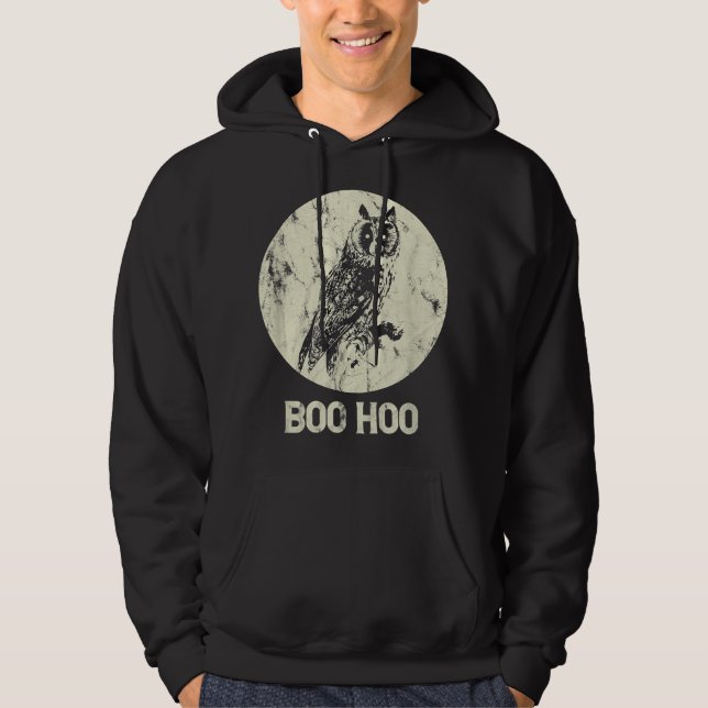 Moletom Halloween Owl Retro Full Moon Boo - Presente em De (Frente)