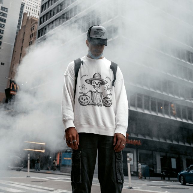 Moletom Halloween Scary Skeleton e Spooky Pumpkins (Criador carregado)