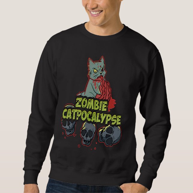 Moletom Halloween Zombie Cat Apocalypse  Kitty  Party (Frente)