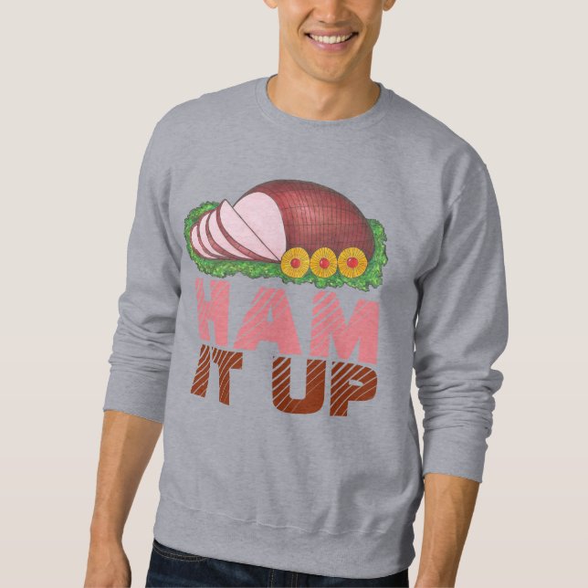 Moletom HAM IT UP Holiday Ham Ugly Christmas Sweater (Frente)