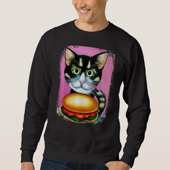 Moletom Hamburger Cat Catburger Burger Purr Meow Cat 1 (Frente)