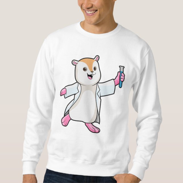 Moletom Hamster como Cientista com tubo de ensaio (Frente)