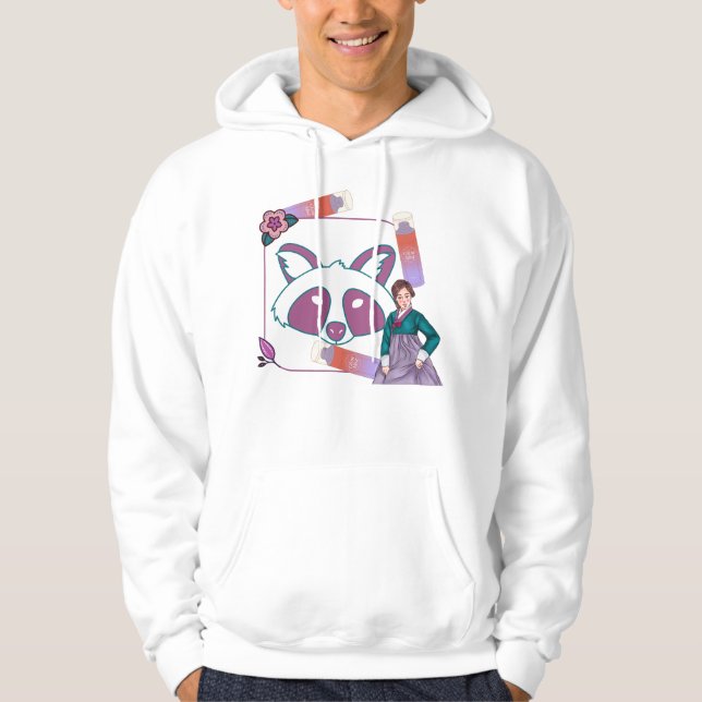 Moletom Hanbok Verde & Arte de Guaxinim com Névoa de Brilh (Frente)