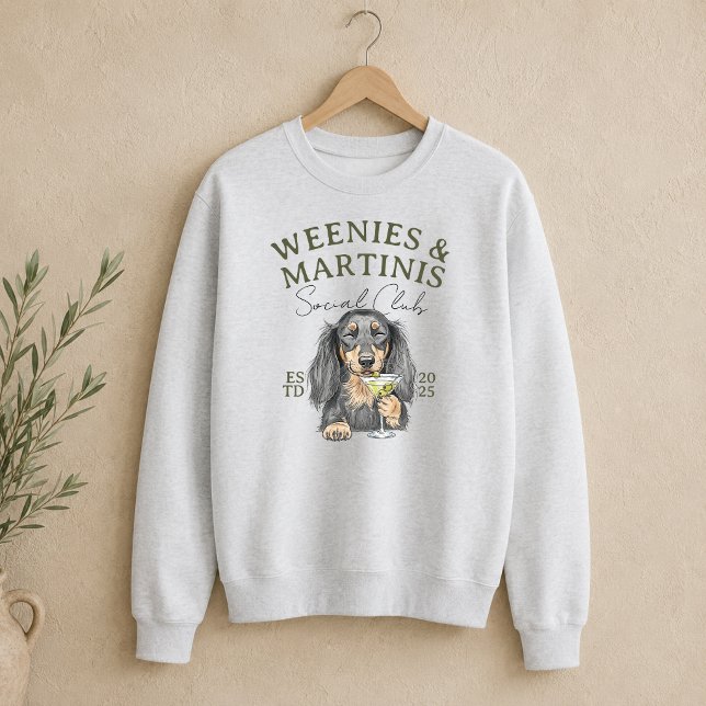 Moletom Hand Drawn Weenies e Martinis Dachshund (Hand Drawn Weenies and Martinis Dachshund Sweatshirt)