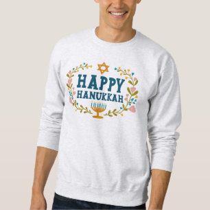 Moletom HANUKKAH Menorah floral Wreath Jewish Holiday