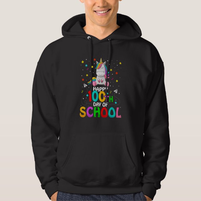 Moletom Happy 100th Day Of School Colourful Unicorn Back T (Frente)