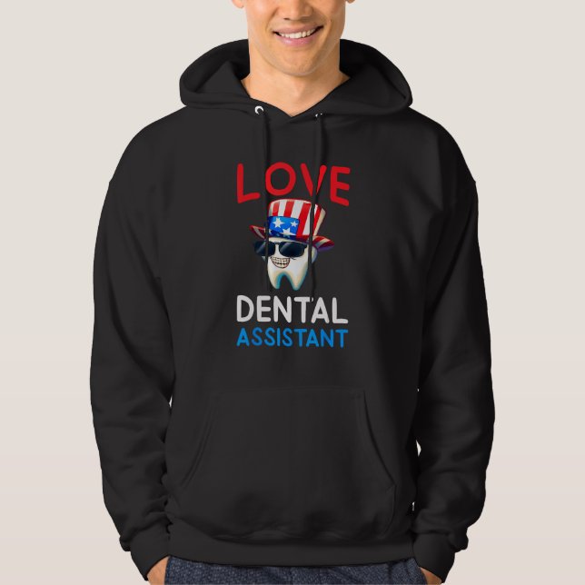 Moletom Happy 4th Of Jul  Love Dental Assistant Dentist 2 (Frente)