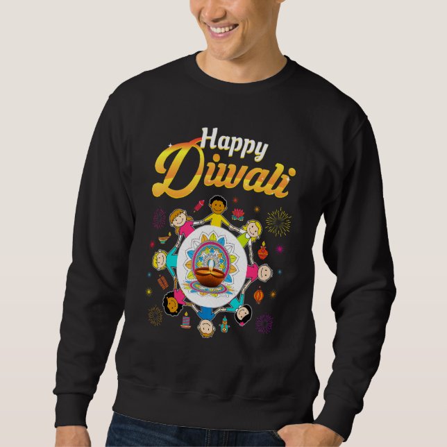 Moletom Happy Diwali Para Crianças Deepavali Deseja O Fest (Frente)