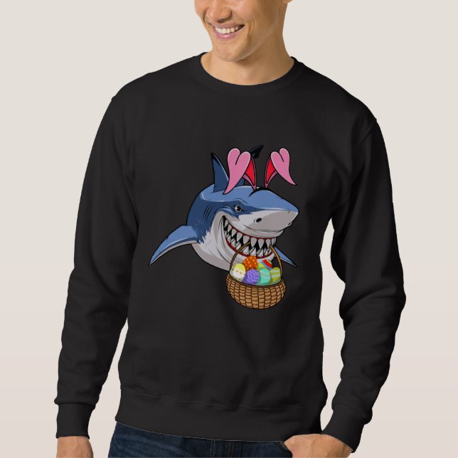 Moletom Happy Easter Shark Bunny with Easter Basket Boys G (Frente)