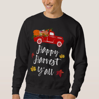 Moletom Happy Harvest Y'all red caminhão Fall Gift
