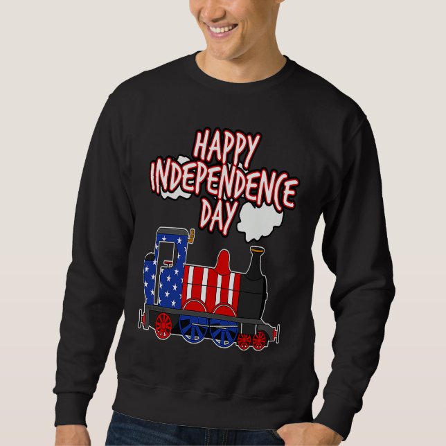 Moletom Happy Independence Day Train American Flag USA 4th (Frente)