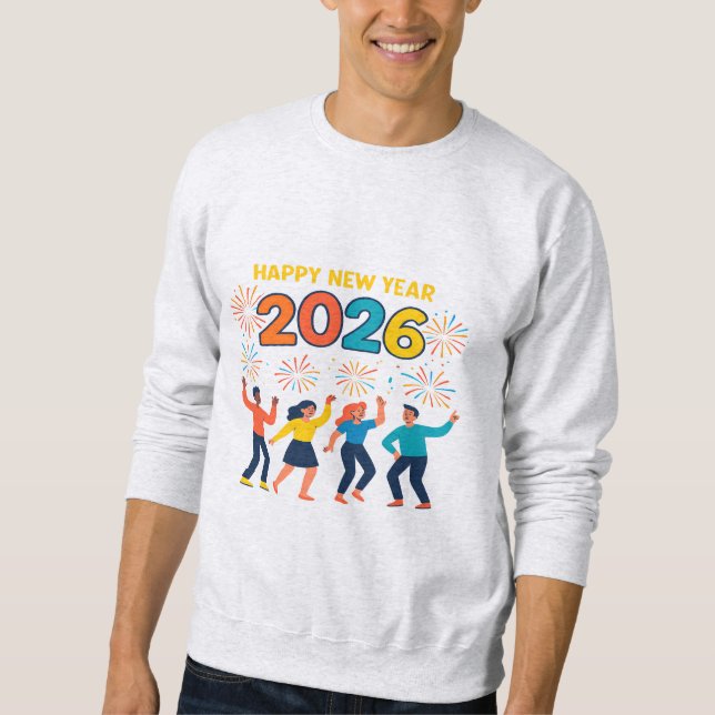 Moletom Happy New Year 2026 Men’s Holiday Gift Sweatshirt (Frente)