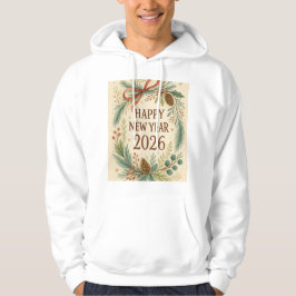 Moletom happy new year 2026 rustic floral hoodie