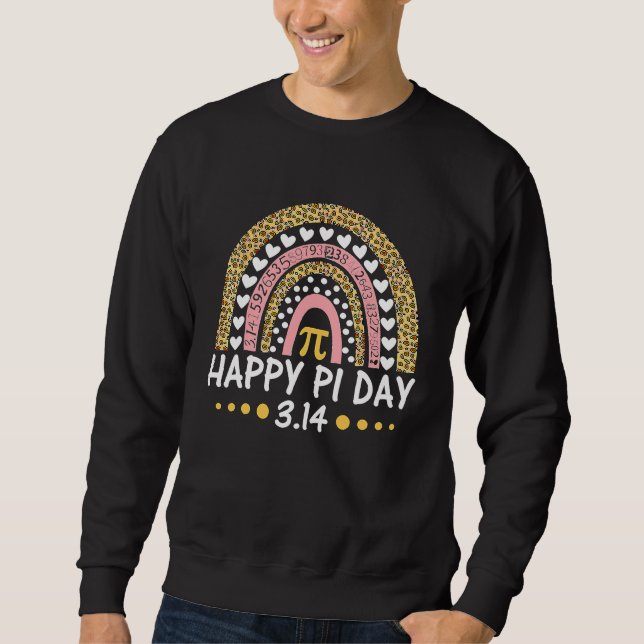 Moletom Happy Pi Day Leopard Rainbow Math Teacher Boys Gir (Frente)