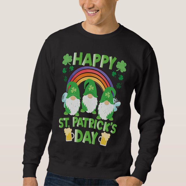 Moletom Happy St Patrick's Day Three Gnome Irish Shamrock  (Frente)