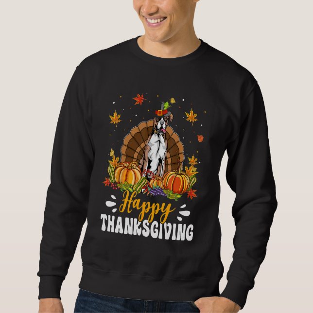Moletom Happy Thanksgiving Boxer Dog Turkey Pumpkin (Frente)