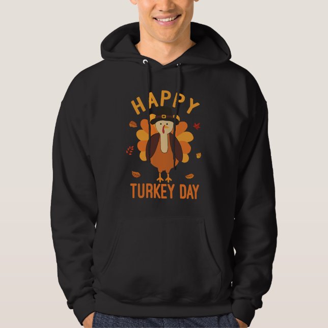 Moletom Happy Turkey Day Funny Fall Thanksgiving Men Women (Frente)