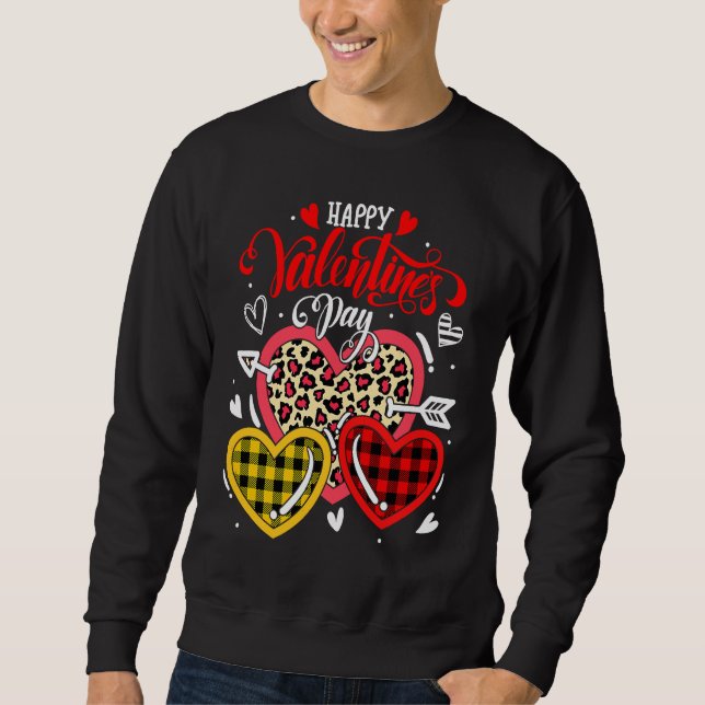 Moletom Happy Valentines Day Heart Love  Leopard Buffalo P (Frente)