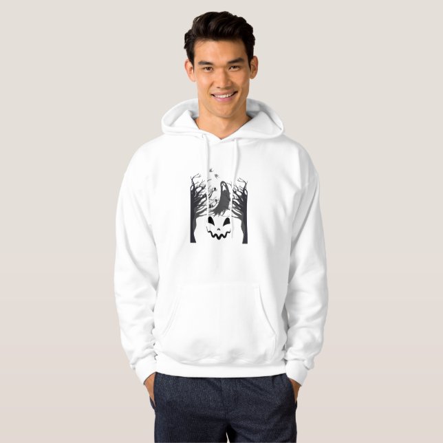 Moletom Haunted Forest Ghost Silhouette Men’s Hoodie | Dar (Frente Completa)