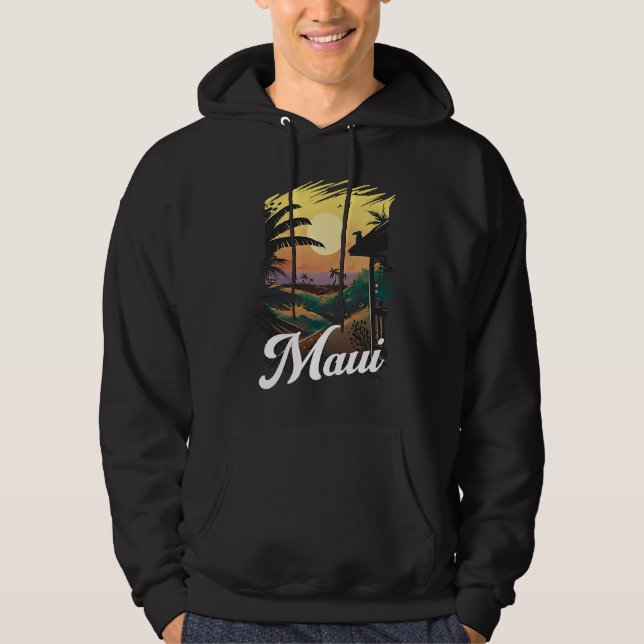 Moletom Hawaii Beach Sunset Ocean Maui Aloha Retro Hawaiia (Frente)