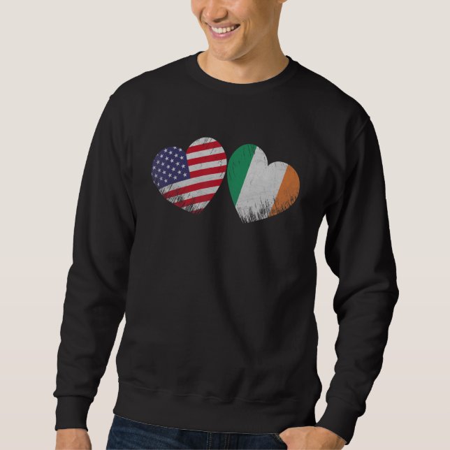 Moletom Heart Irish American Flag Patriotic Family Heritag (Frente)