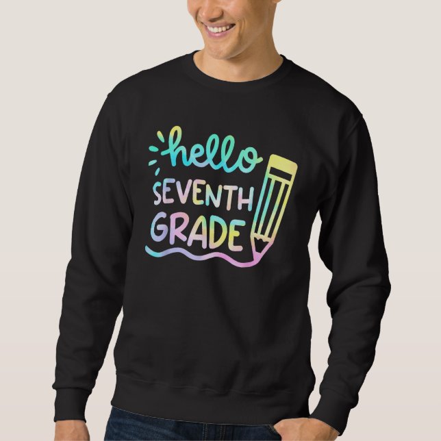 Moletom Hello 7th Grade Tie Dye Teachers Kids Back To Scho (Frente)
