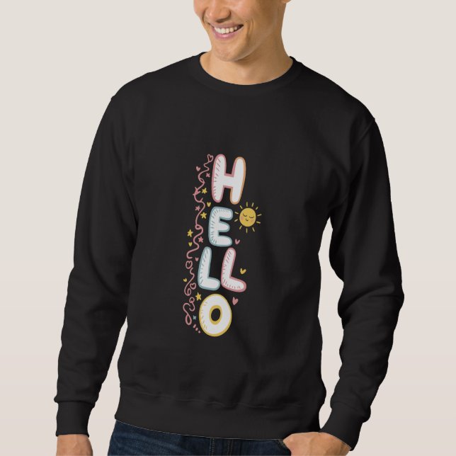 Moletom Hello Cute Pastel Kawaii Happy Doodle Greeting (Frente)
