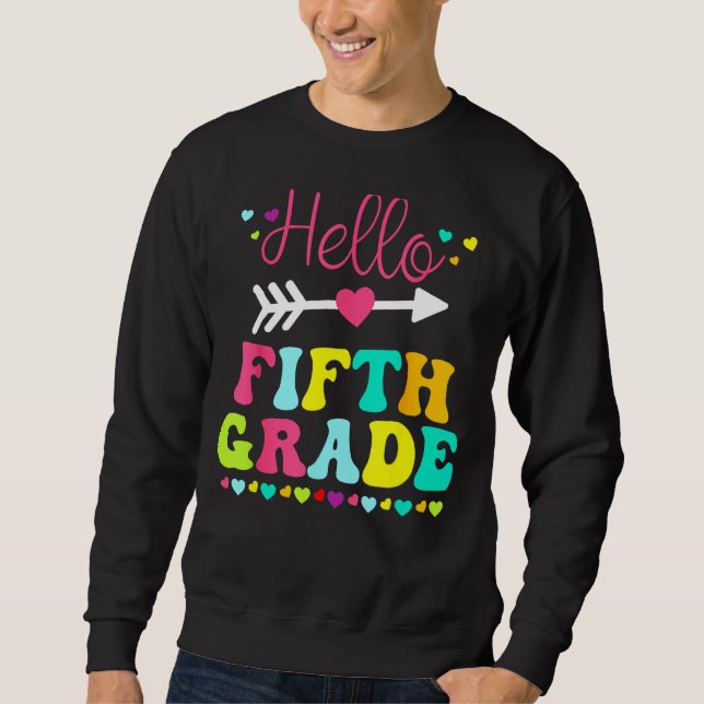 Moletom Hello Fifth Grade Team 5th Grade Back To School Te (Frente)