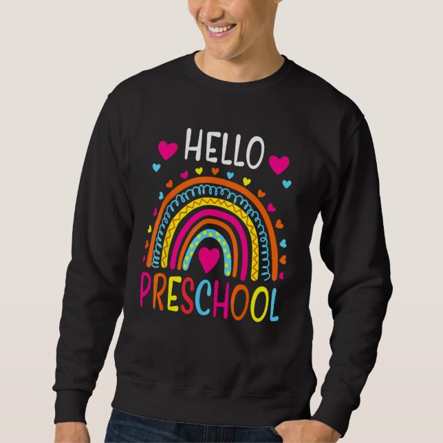 Moletom Hello Preschool Back To School Pre K Teacher Stude (Frente)