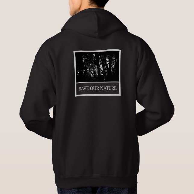 Moletom Herren Hoodie Schwarz – „Save Our Nature“ (Verso)