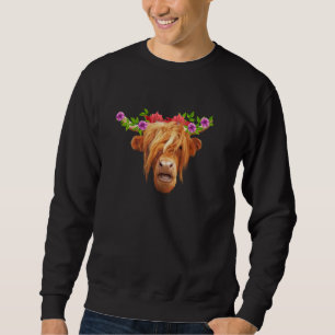 Moletom Highland Brown Cow Floral, Animais Da Fazenda Do A