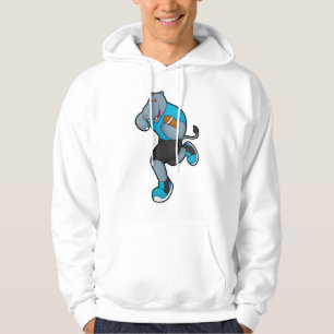 Moletom Hippo como jogador de futebol com futebol