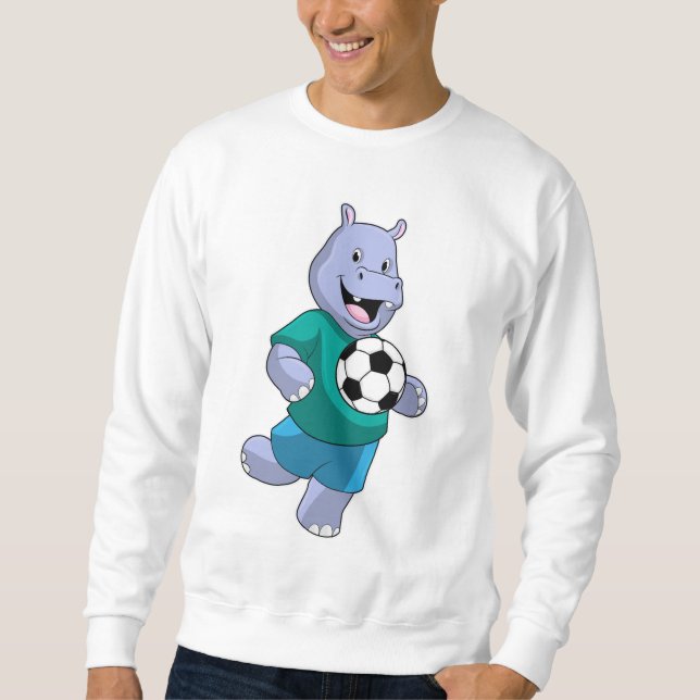 Moletom Hippo como jogador de futebol com futebol (Frente)
