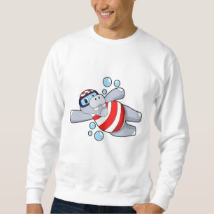 Moletom Hippo como mergulhador com óculos de natação
