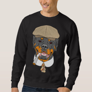 Moletom Hipster Cão Rottweiler Raça Num Boné Castanho Com 