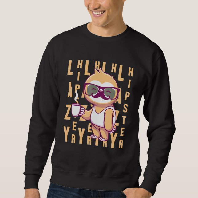 Moletom Hipster preguiçoso Sloth Mustache Freethinker Urba (Frente)