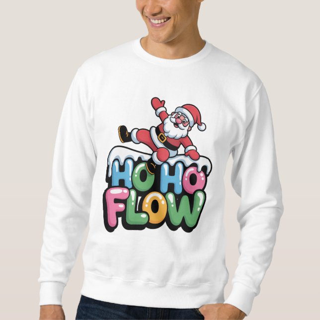 Moletom Ho Ho Flow — Dancing Santa Holiday Tee (Frente)