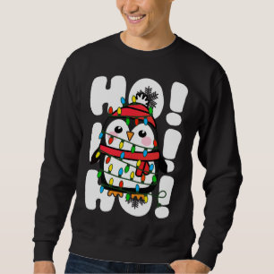 Moletom Ho Ho Ho Natal Luz Pinguim Bonito