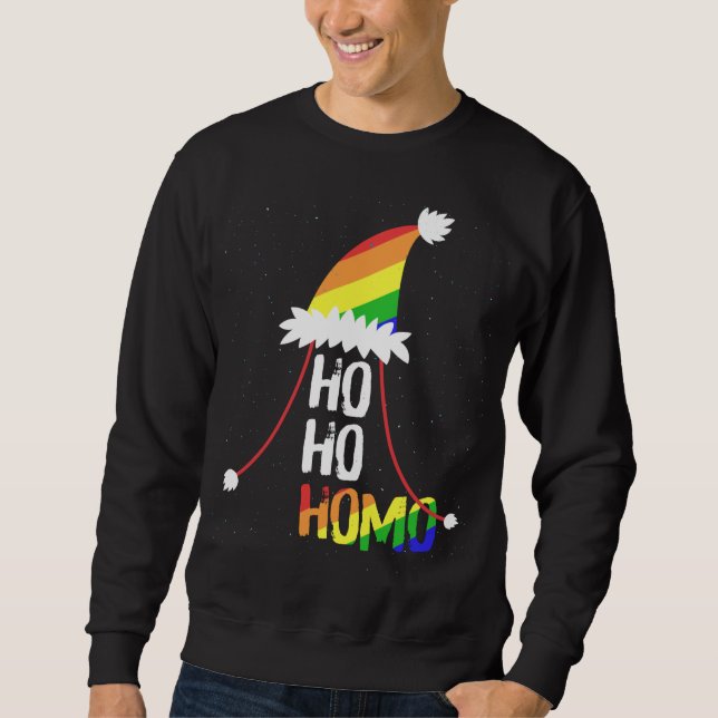 Moletom Ho Homo Raparigas Santa Hat Orgulho LGBT Natal Fl (Frente)