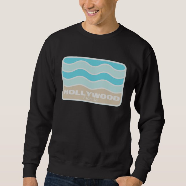 Moletom Hollywood Florida Retro FL Waves Beach Souvenir (Frente)