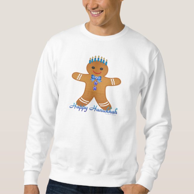 Moletom Homem de gengibre da Menorá de Hanukkah feliz (Frente)
