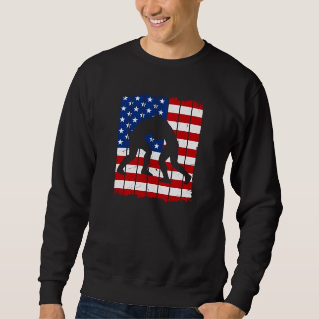 Moletom Homens Lutando com Bandeira Americana (Frente)