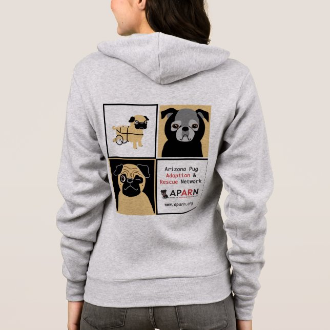 Moletom Hoodie americano do roupa das mulheres dos Pugs do (Verso)