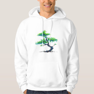 Moletom Hoodie azul da aguarela dos bonsais
