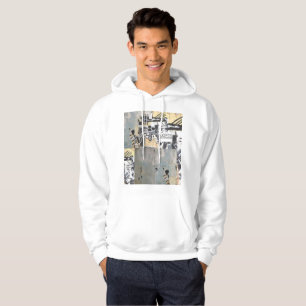 Moletom Hoodie branco com design da parede do Capricórnio