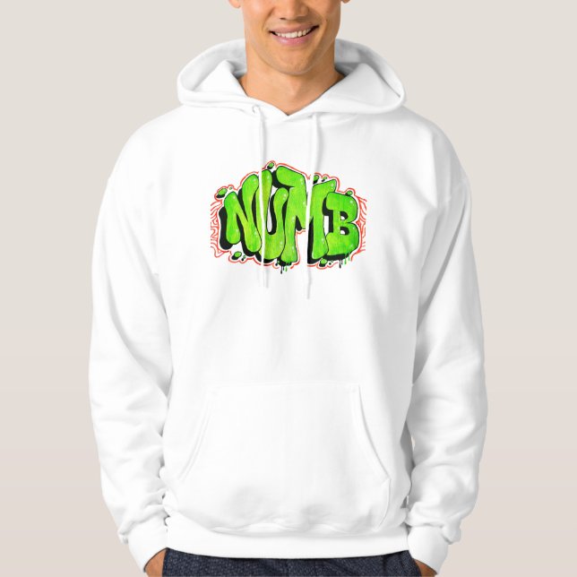 Moletom Hoodie Branco com Grafite Neon (Frente)